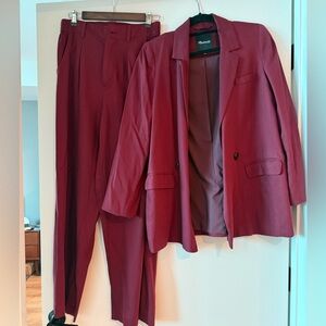 Madewell Maroon Elastic-Waist Trousers